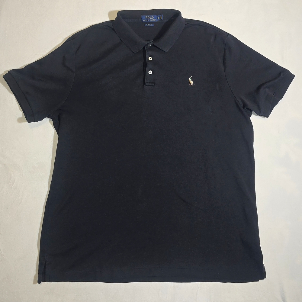 Polo Ralph Lauren Mens XL Classic Fit Cotton Polo Black White Pony